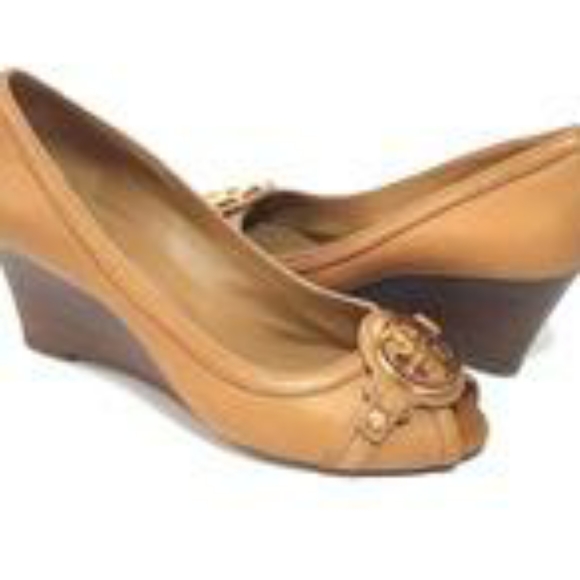 Tory BurchAmanda Open-Toe Logo Wedge Sz 5.5M - Picture 3 of 14